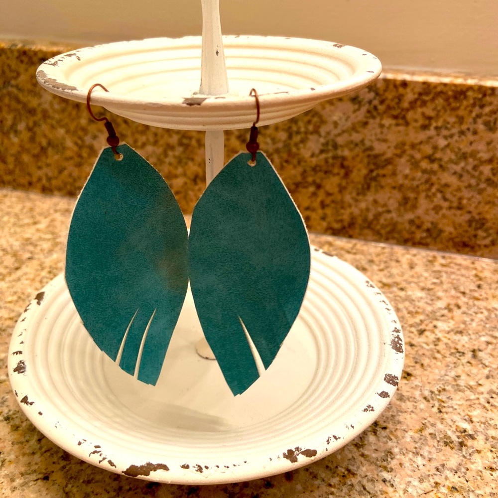 Turquoise “feather” earrings